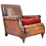 1930S ART DECO DARK BROWN LEATHER CLUB ARMCHAIR