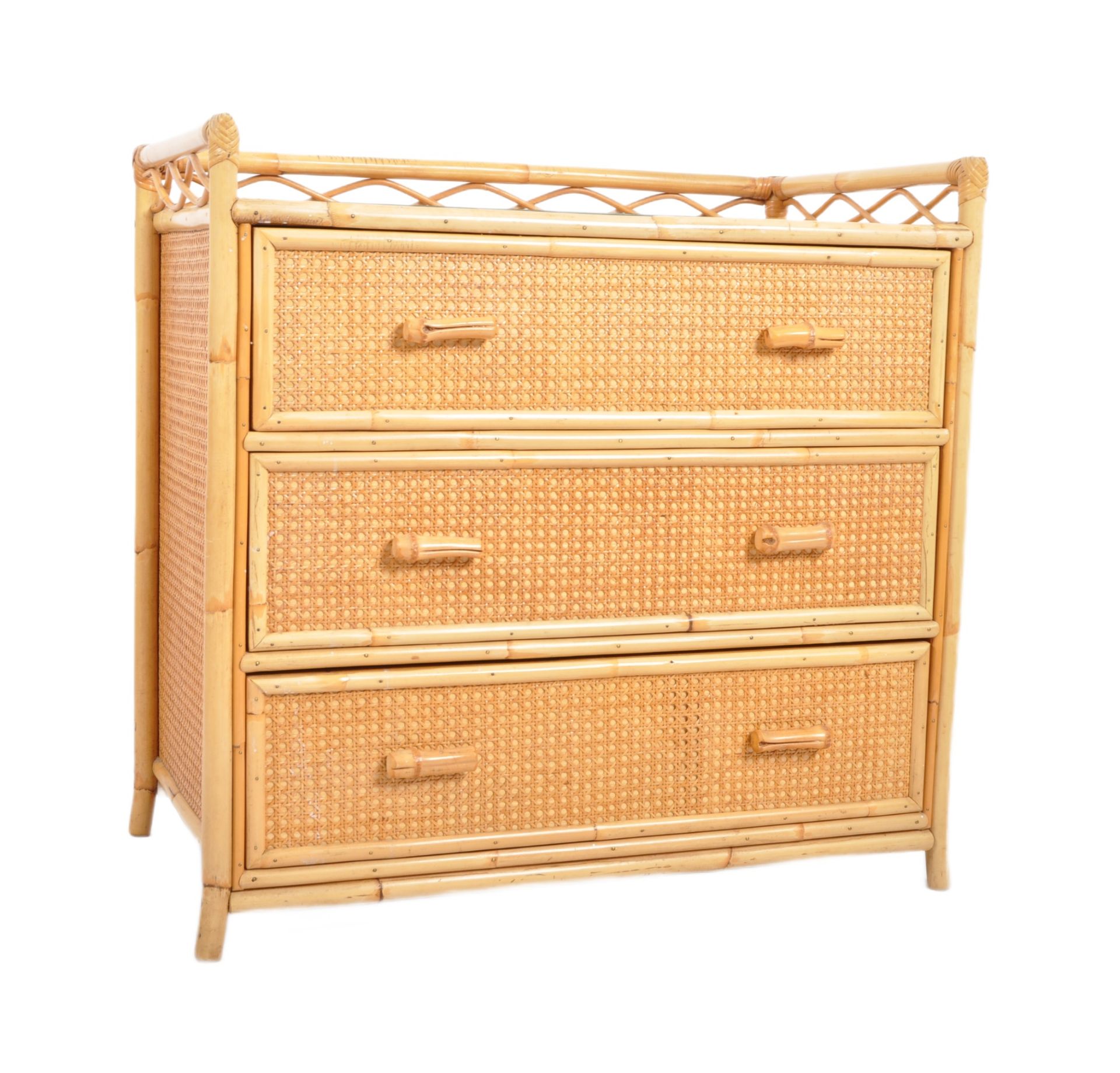 1970s BAMBOO AND RATTAN CHEST OF DRAWERS