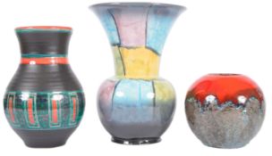 MIXED SELECTION OF THREE WEST GERMAN POTTERY VASES