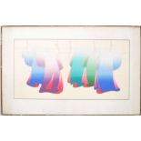 MID CENTURY FRAMED AND GLAZED PRINT ENTITLED 'KIMONOS'