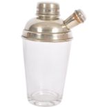 ART DECO SILVER PLATE AND GLASS COCKTAIL DRINKS SHAKER