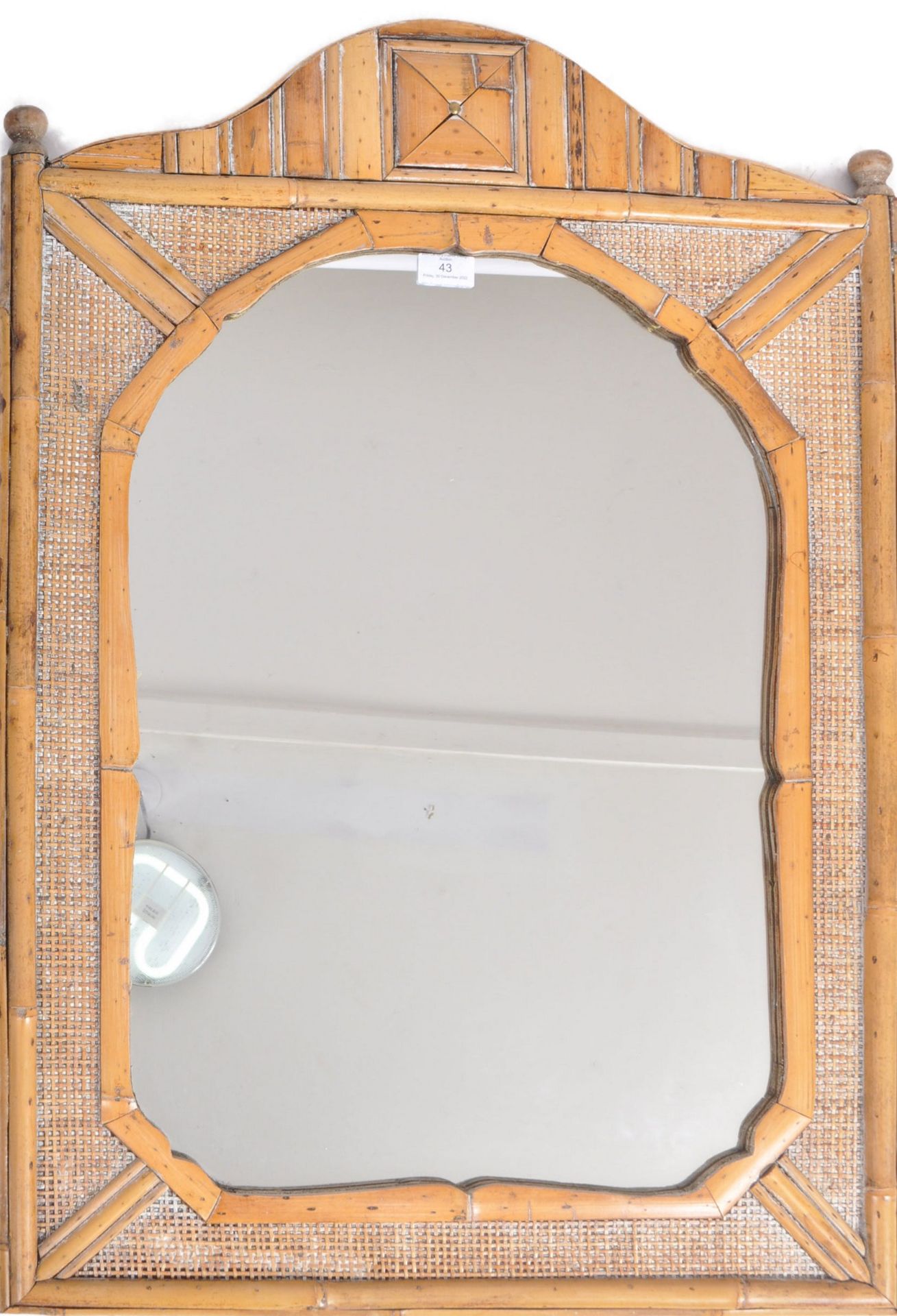 EARLY 20TH CENTURY BAMBOO AND CANE HANGING MIRROR