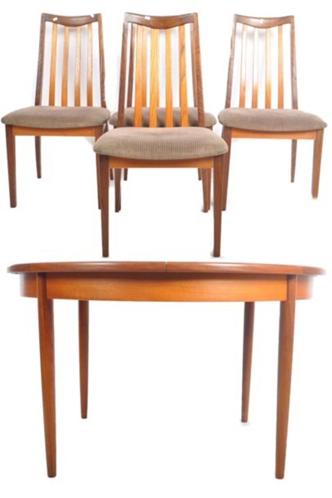 G PLAN - CIRCULAR DINING TABLE AND MATCHING CHAIRS