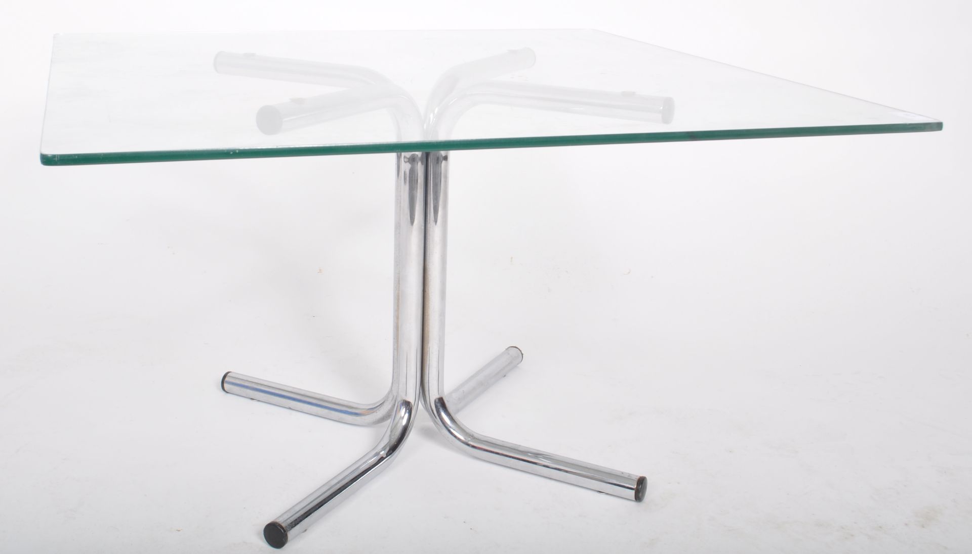 RETRO 20TH CENTURY 1980s CHROME AND GLASS COFFEE TABLE