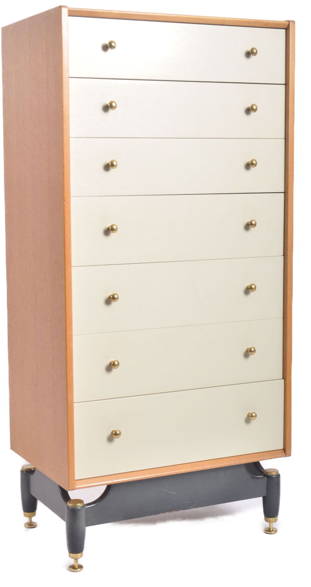 G PLAN - CHINA WHITE - LIGHT OAK CHEST OF DRAWERS