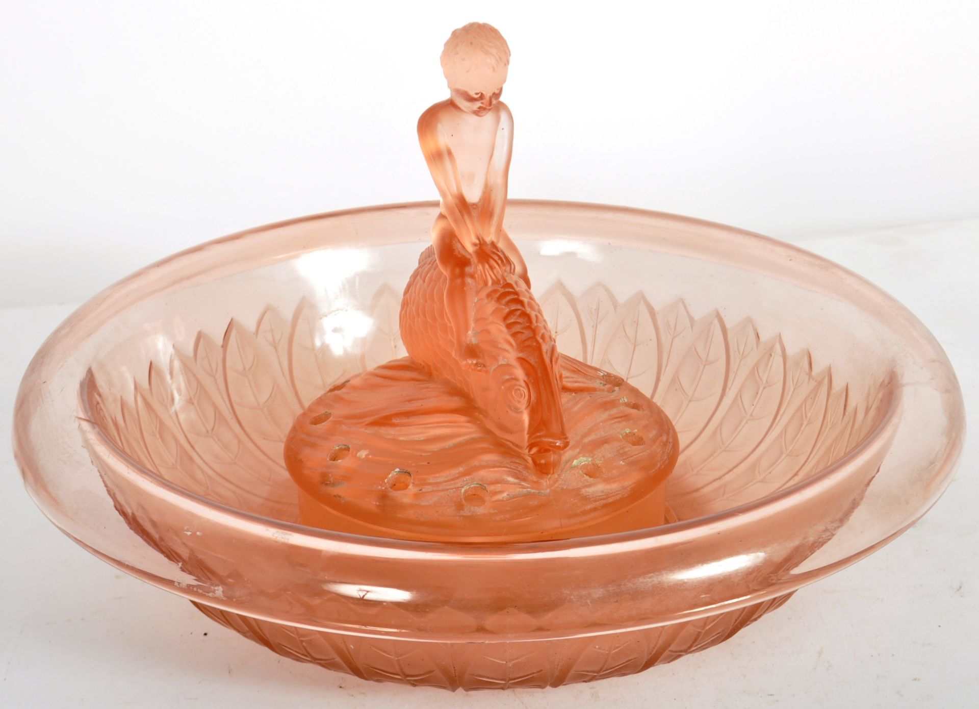 WALTHER & SOHNE - ART DECO PEACH GLASS CENTREPIECE - Image 9 of 10