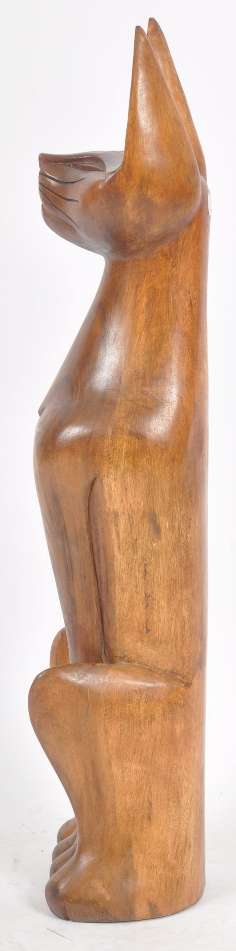 LARGE MID CENTURY 1960s CARVED TEAK SIAMESE CAT - Image 6 of 6