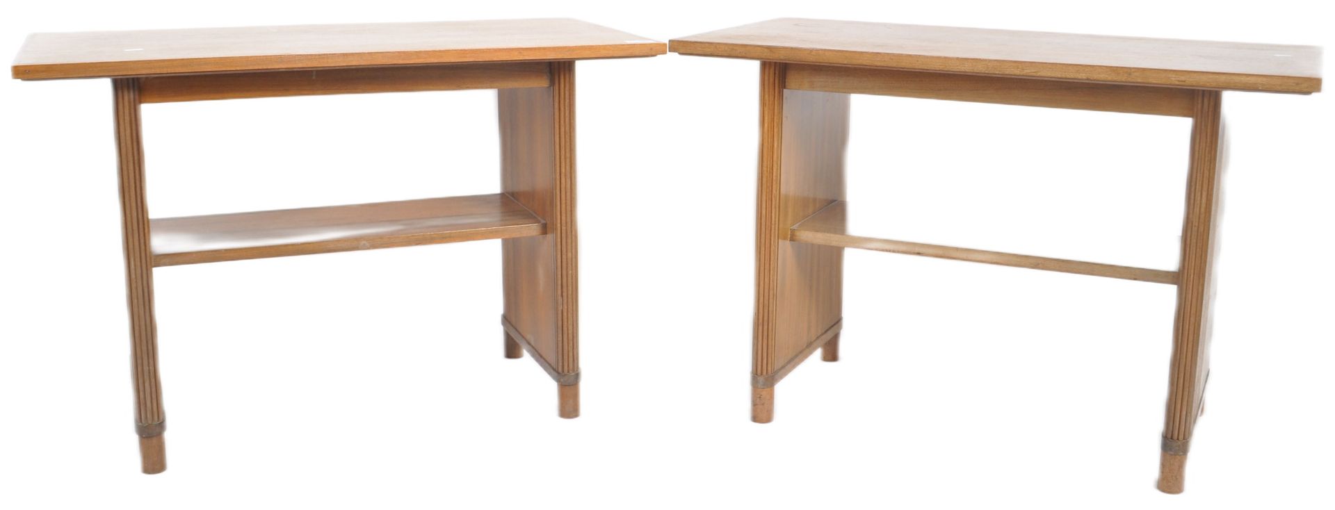 MATCHING PAIR OF WALNUT ART DECO SIDE LAMP TABLES