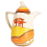 CLARICE CLIFF - CORAL FIRS - ART DECO COFFEE POT