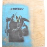 CONTEMPORARY BANKSY STENCIL ON BOARD