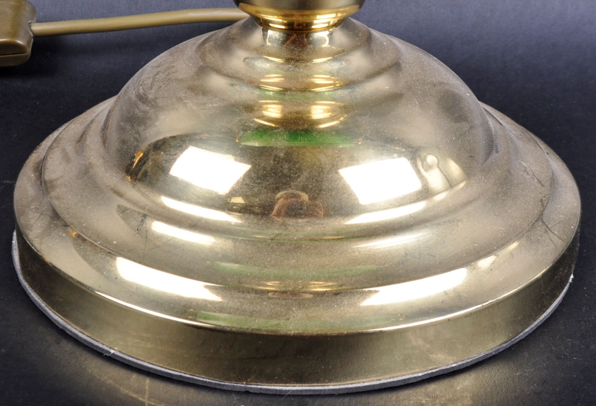 ENGLISH BRASS AND GREEN GLASS BANKERS DESK LAMP - Image 5 of 5