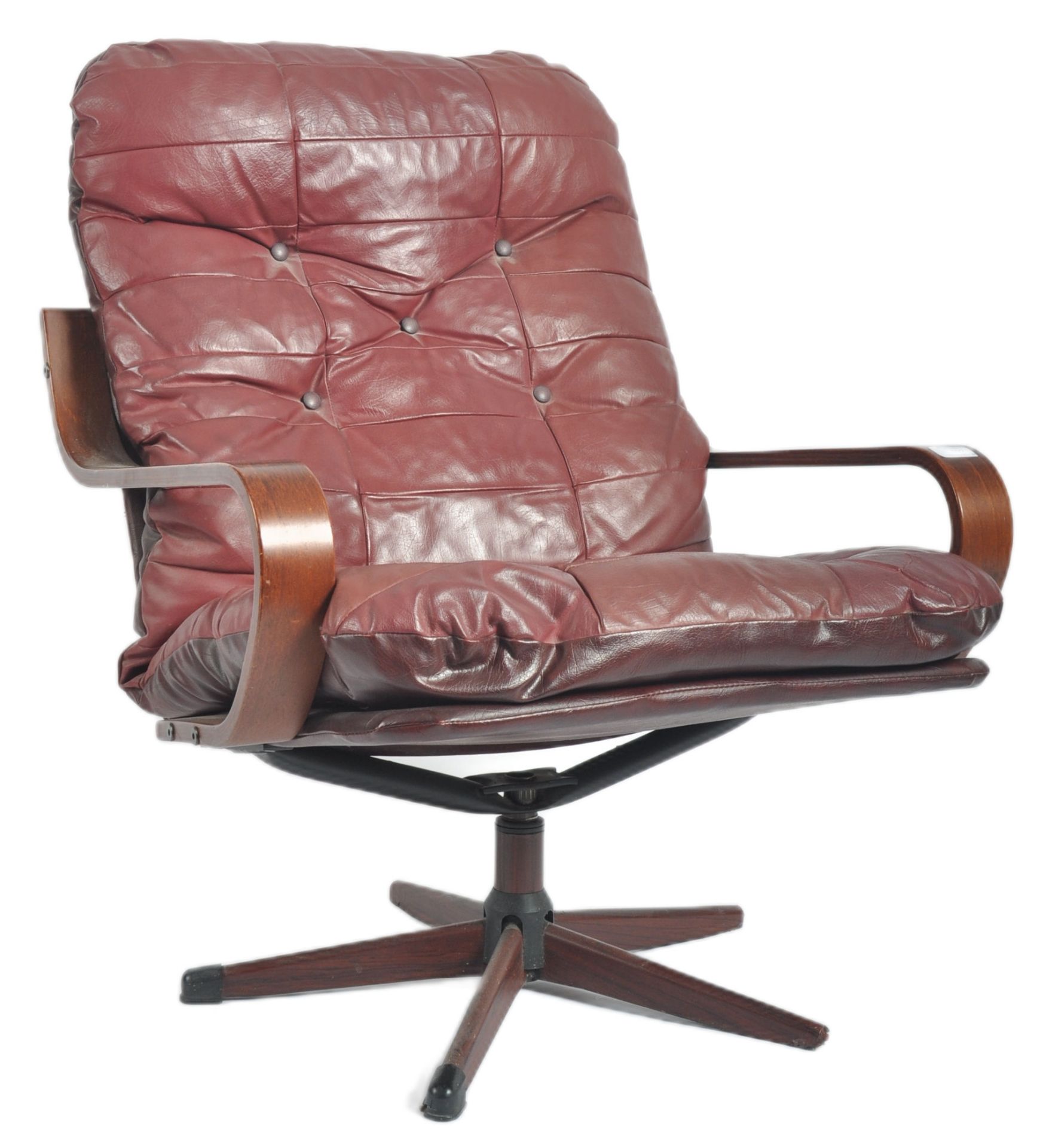 MID-CENTURY BENTWOOD & LEATHER RETRO ARMCHAIR