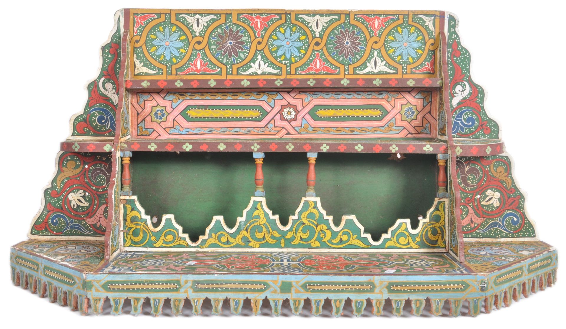 TWO 20TH CENTURY HAND PAINTED AND CARVED SHELVES - Image 2 of 12