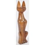 LARGE MID CENTURY 1960s CARVED TEAK SIAMESE CAT