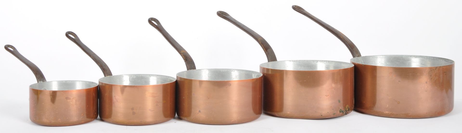 MATCHING SET OF FIVE FRENCH COPPER SAUCEPANS - Image 2 of 10