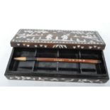 VINTAGE CHINESE MOTHER OF PEARL INLAID SCRIBE BOX