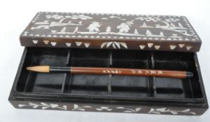 VINTAGE CHINESE MOTHER OF PEARL INLAID SCRIBE BOX