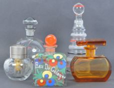 FIVE ART DECO CONTINENTAL & ENGLISH GLASS PERFUME BOTTLES