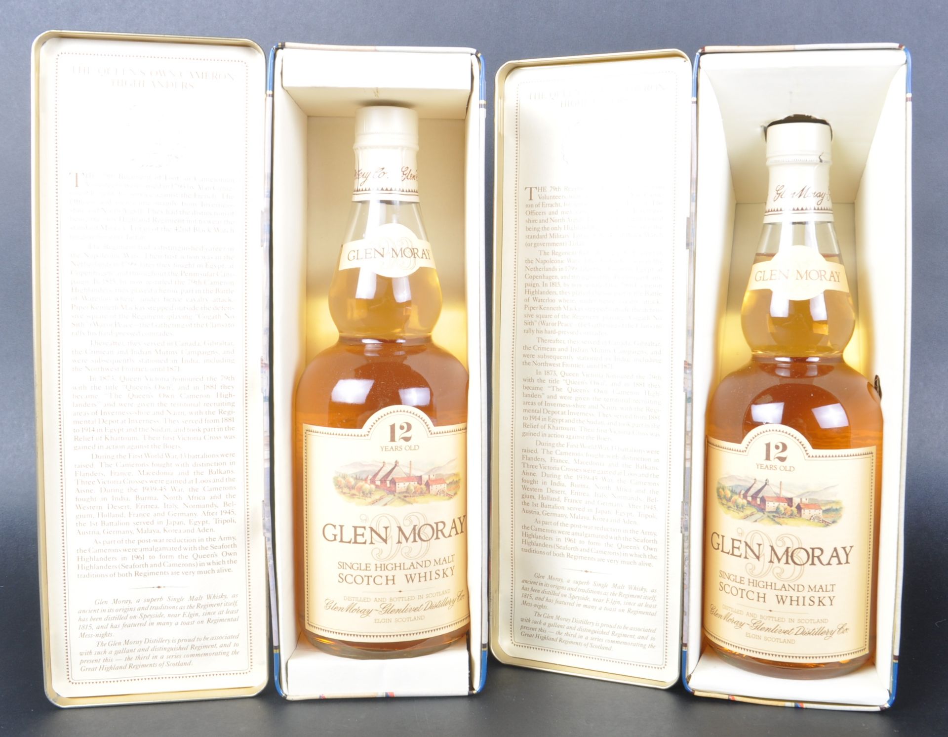 PAIR OF GLEN MORAY SINGLE HIGHLAND MALT WHISKY