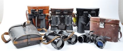 COLLECTION OF ASSORTED CASED VINTAGE BINOCULARS