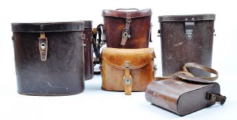 COLLECTION OF 6X ASSORTED VINTAGE LEATHER BINOCULAR CASES