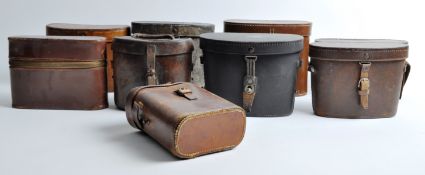 COLLECTION OF 6 X VINTAGE LEATHER BINOCULAR CASES