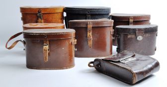 COLLECTION OF 8 X VINTAGE LEATHER BINOCULAR CASES