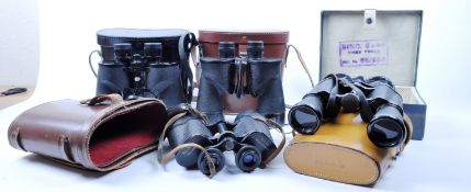COLLECTION OF 5X CASED ASSORTED VINTAGE BINOCULARS INCLUDING MILITARY ISSUE