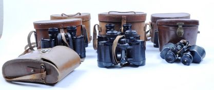 COLLECTION OF 7X ASSORTED VINTAGE CASED BINOCULARS
