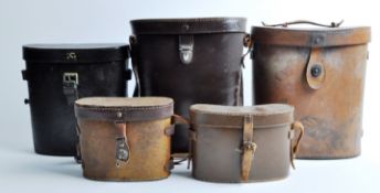 COLLECTION OF 6 X VINTAGE LEATHER BINOCULAR CASES