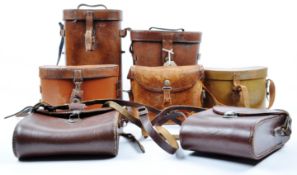 COLLECTION OF 7X VINTAGE LEATHER BINOCULARS CASES