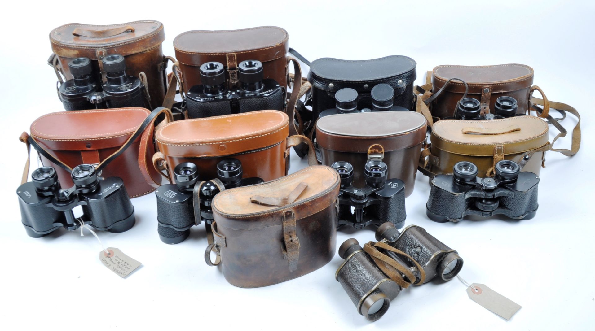 COLLECTION OF 9 X ASSORTED VINTAGE CASED BINOCULARS INCLUDING MILITARY ISSUE - Image 2 of 5