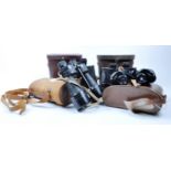 COLLECTION OF VINTAGE CASED ASSORTED 10 X 50 BINOCULARS INCLUDING MILITARY ISSUE