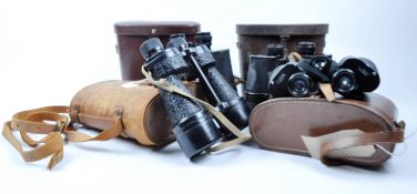 COLLECTION OF VINTAGE CASED ASSORTED 10 X 50 BINOCULARS INCLUDING MILITARY ISSUE
