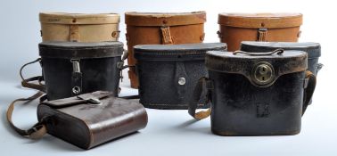 COLLECTION OF 8 X VINTAGE LEATHER BINOCULAR CASES