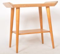 RETRO MID CENTURY LIGHT OAK AND BEECH TWO TIER TABLE