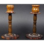 MATCHING PAIR OF ART DECO BAKELITE TORTOISESHELL CANDLESTICKS