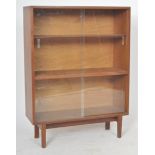 RETRO MID CENTURY TEAK AND GLASS BOOKCASE CABINET