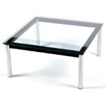 MANNER OF LE CORBUSIER - LC10 - CHROME AND GLASS COFFEE TABLE