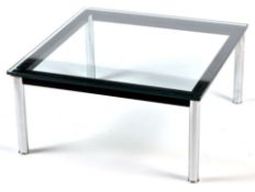 MANNER OF LE CORBUSIER - LC10 - CHROME AND GLASS COFFEE TABLE