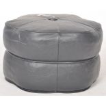 RETRO MID CENTURY FAUX LEATHER FOOTSTOOL / POUFFE