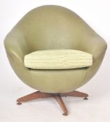 RETRO MID CENTURY FAUX GREEN LEATHER SWIVEL EGG CHAIR