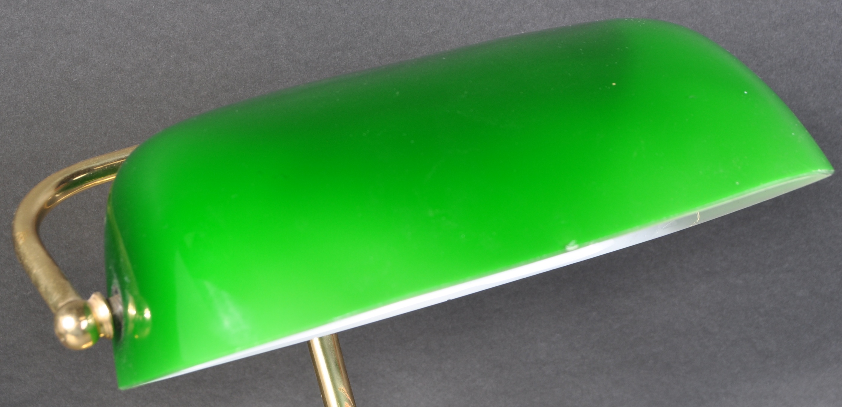 ENGLISH BRASS AND GREEN GLASS BANKERS DESK LAMP - Image 3 of 7