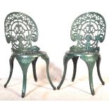 MATCHING PAIR OF 20TH CENTURY METALLIC GREEN GARDEN CHAIRS