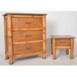 CONTEMPORARY FAUX BAMBOO CHEST AND MATCHING BEDSIDE