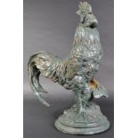 VINTAGE 20TH CENTURY CAST IRON GARDEN FIGURE OF A COCKEREL