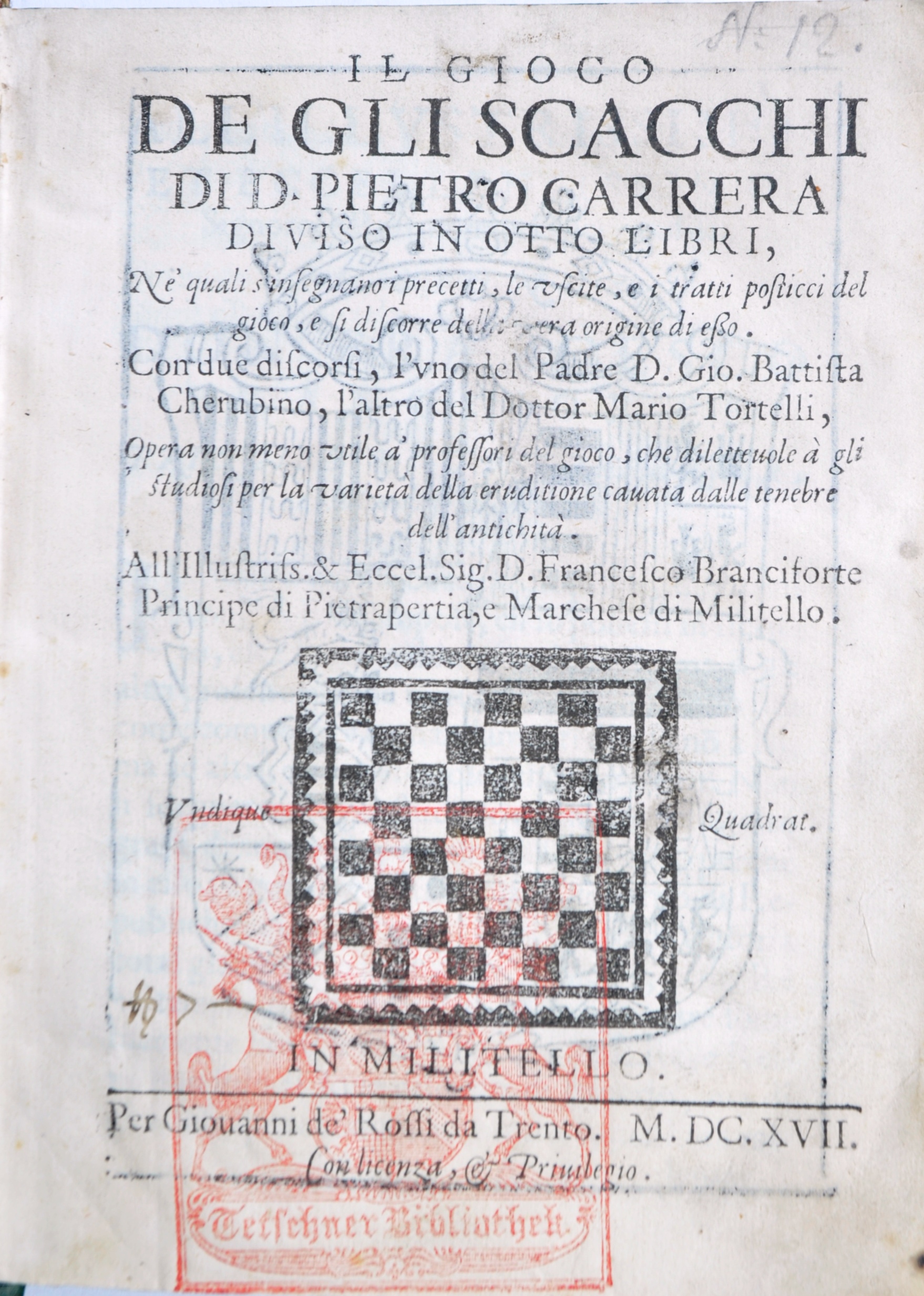 CARRERA, PIETRO II GIOCO DE GLI SCACCHI FIRST EDITION BOOK - Bild 12 aus 16