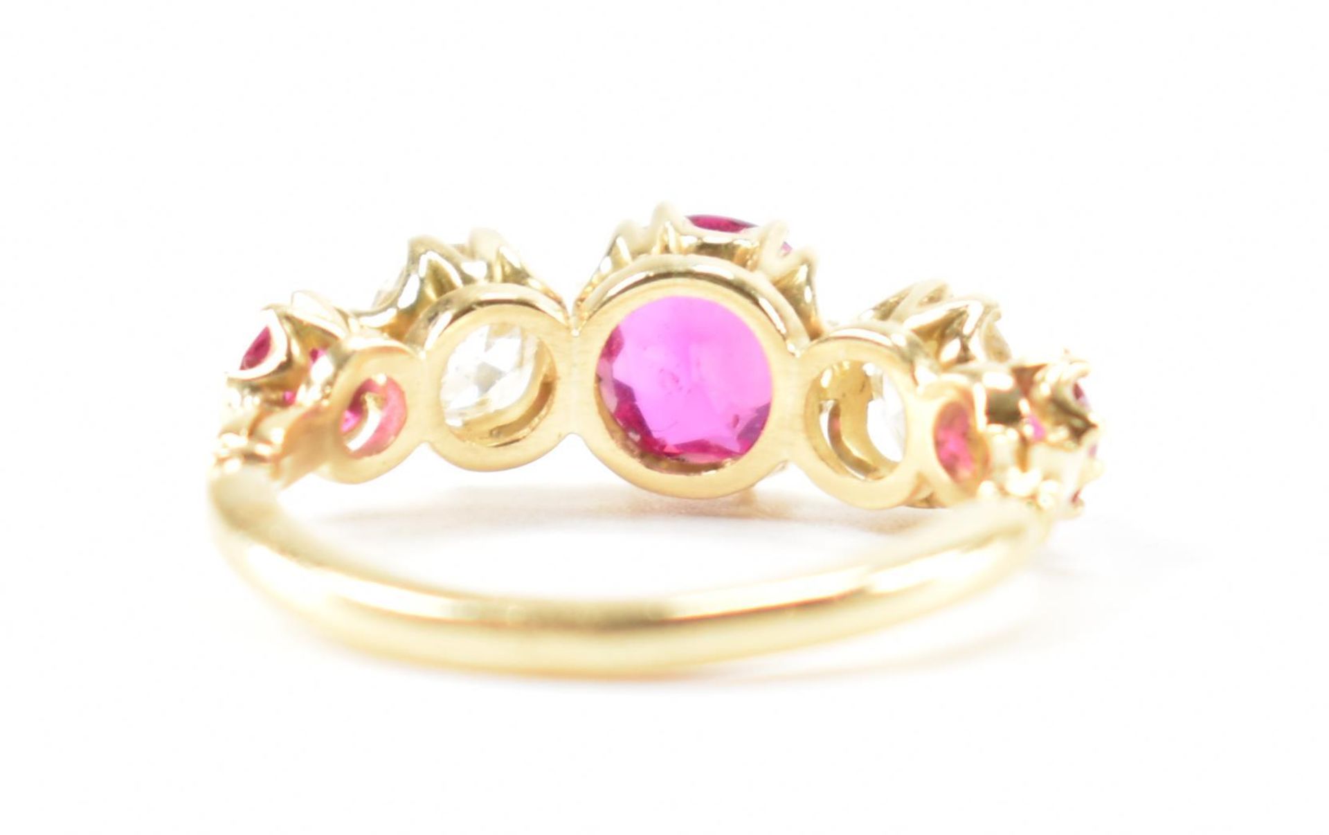 RUBY & DIAMOND FIVE STONE RING - Image 3 of 8