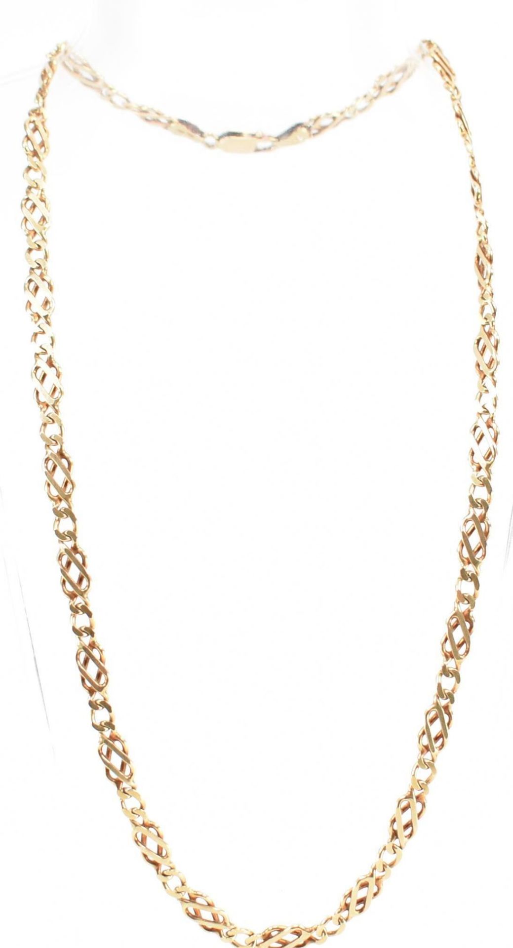 HALLMARKED 9CT GOLD FANCY LINK CHAIN NECKLACE - Image 2 of 3