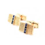 18CT GOLD & SYNTHETIC SAPPHIRE CUFFLINKS